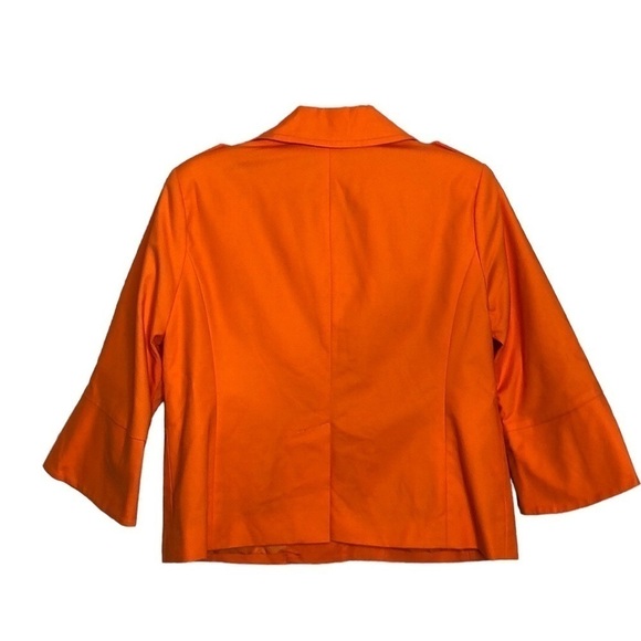 RAFAELLA Petites - Orange Cotton Button Front Blazer Shoulder Tabs - Size Large - Picture 2 of 4